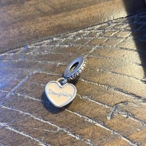 Heart-Shaped Silver and Pink Daughter Charm